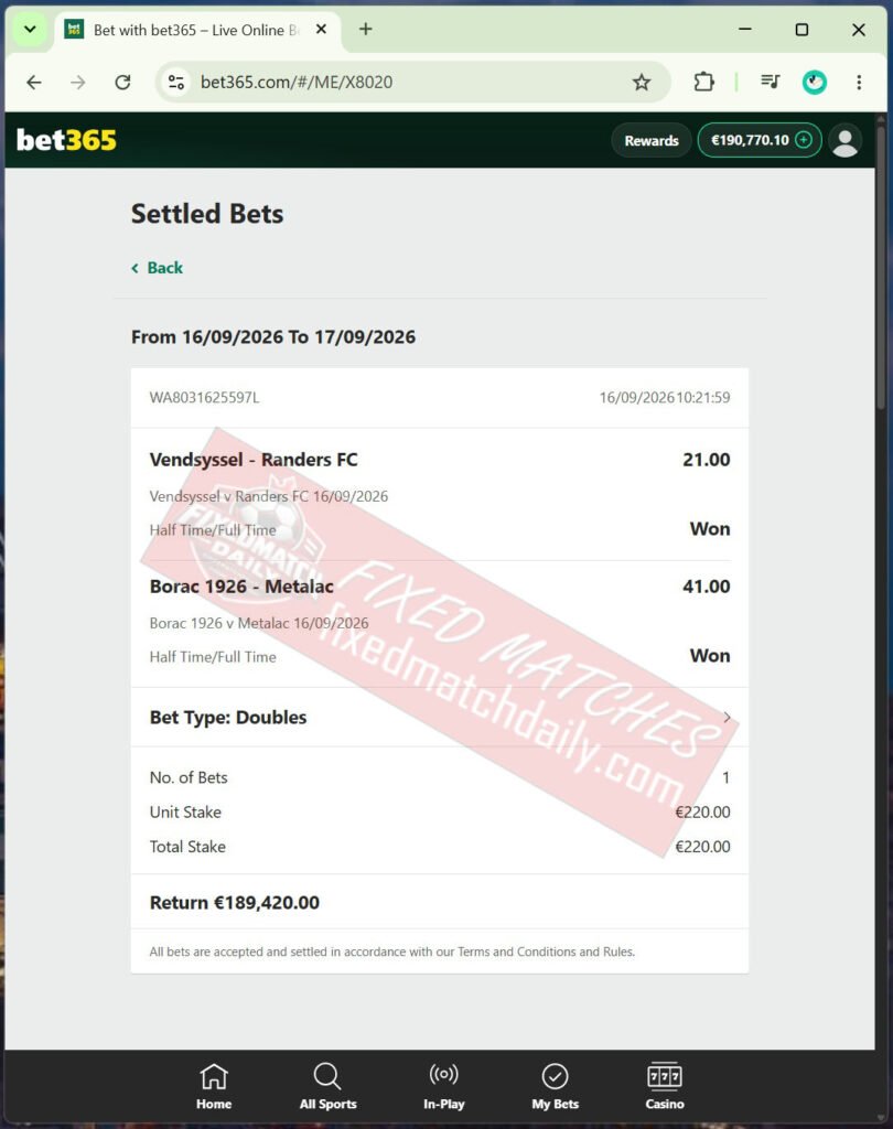 Fixed Matches 100% Sure