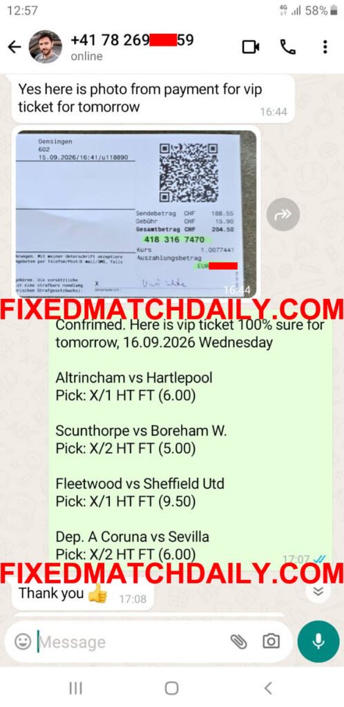 Daily Fixed Matches 100% Sure