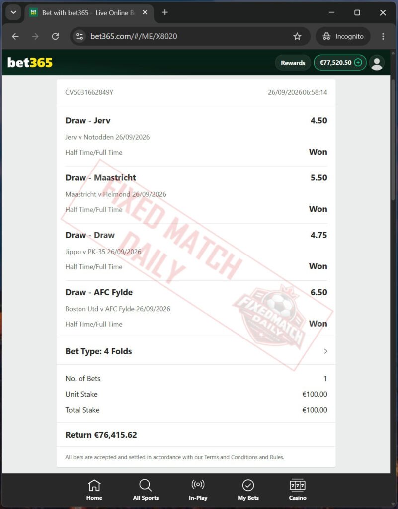 Correct Score Fixed Match